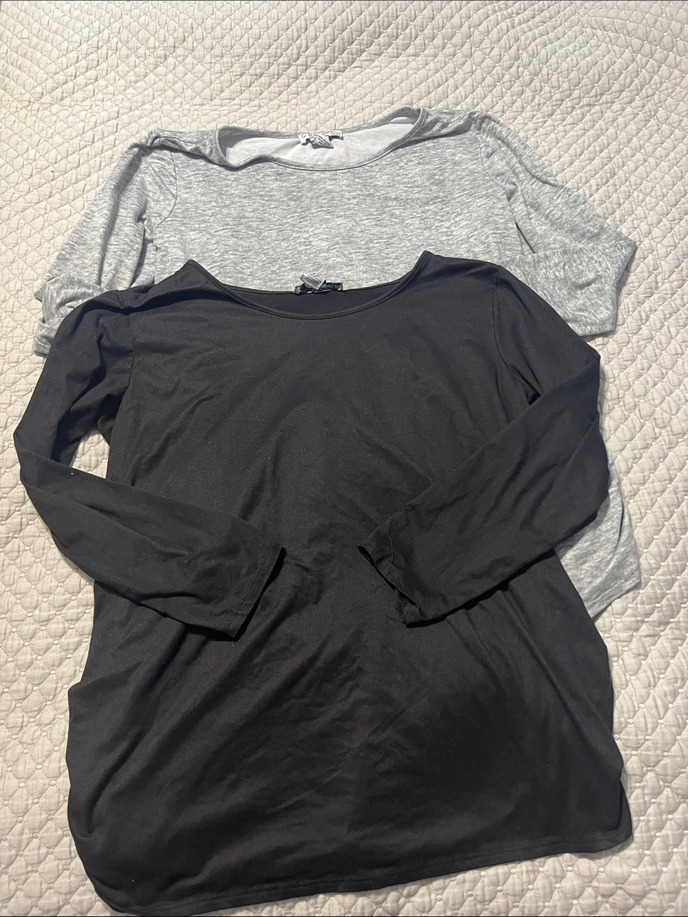 Women’s Long Sleeve Crewneck Tee — Black and Light Gray
